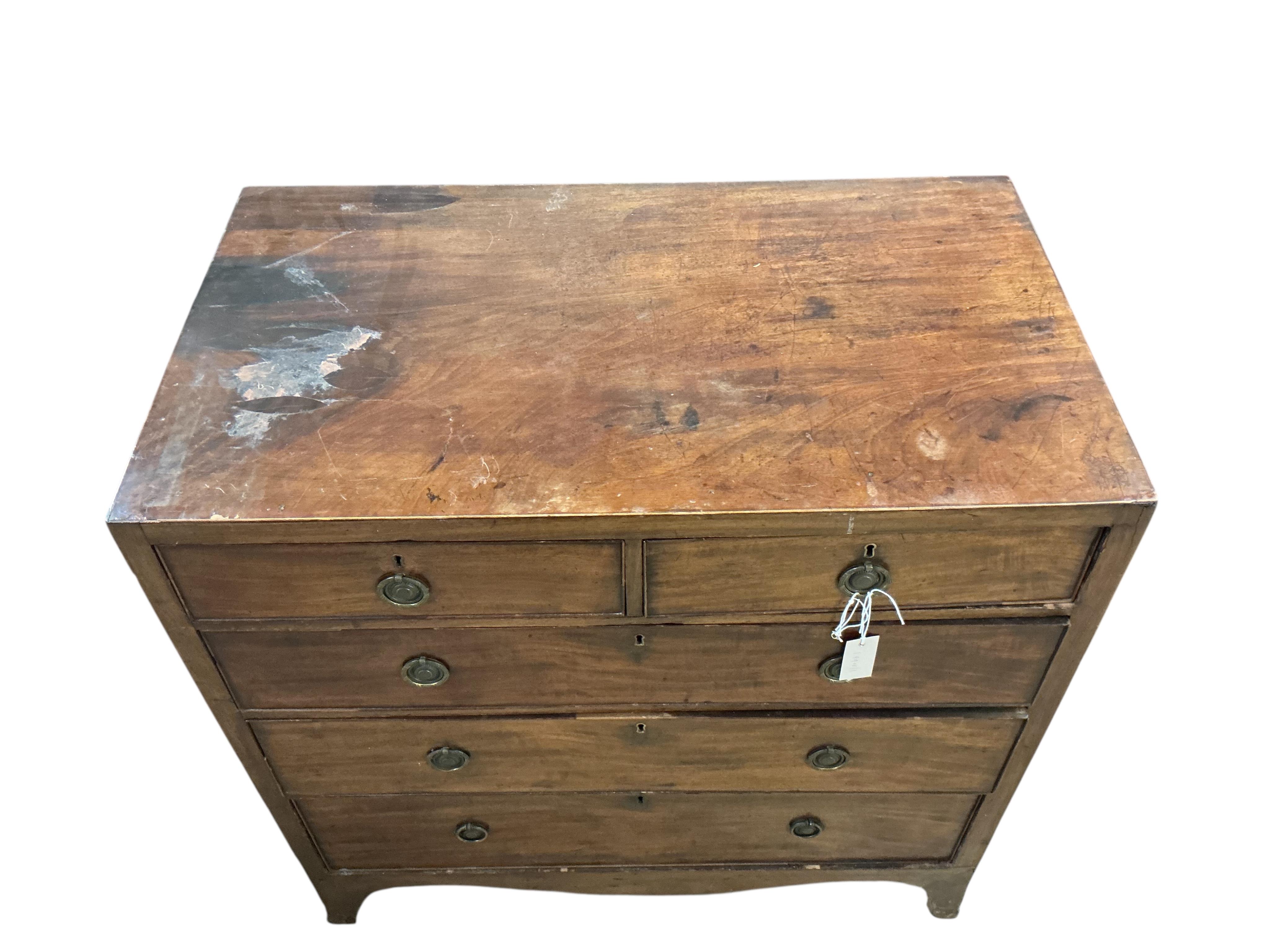 A Regency mahogany five drawer chest, width 95cm, depth 55cm, height 94cm